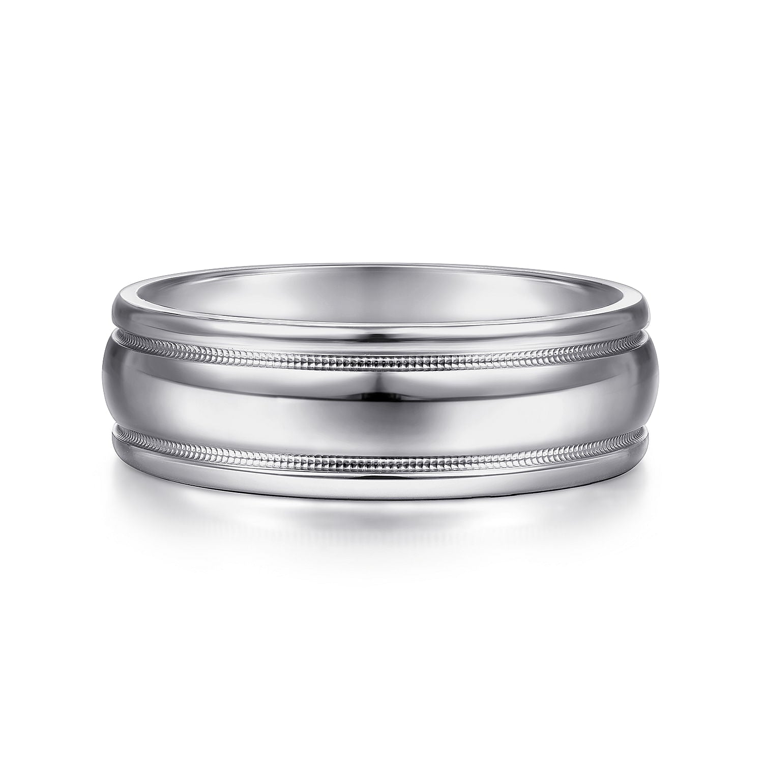 14K White Gold 7mm - Men's Wedding Band in High Polished Finish