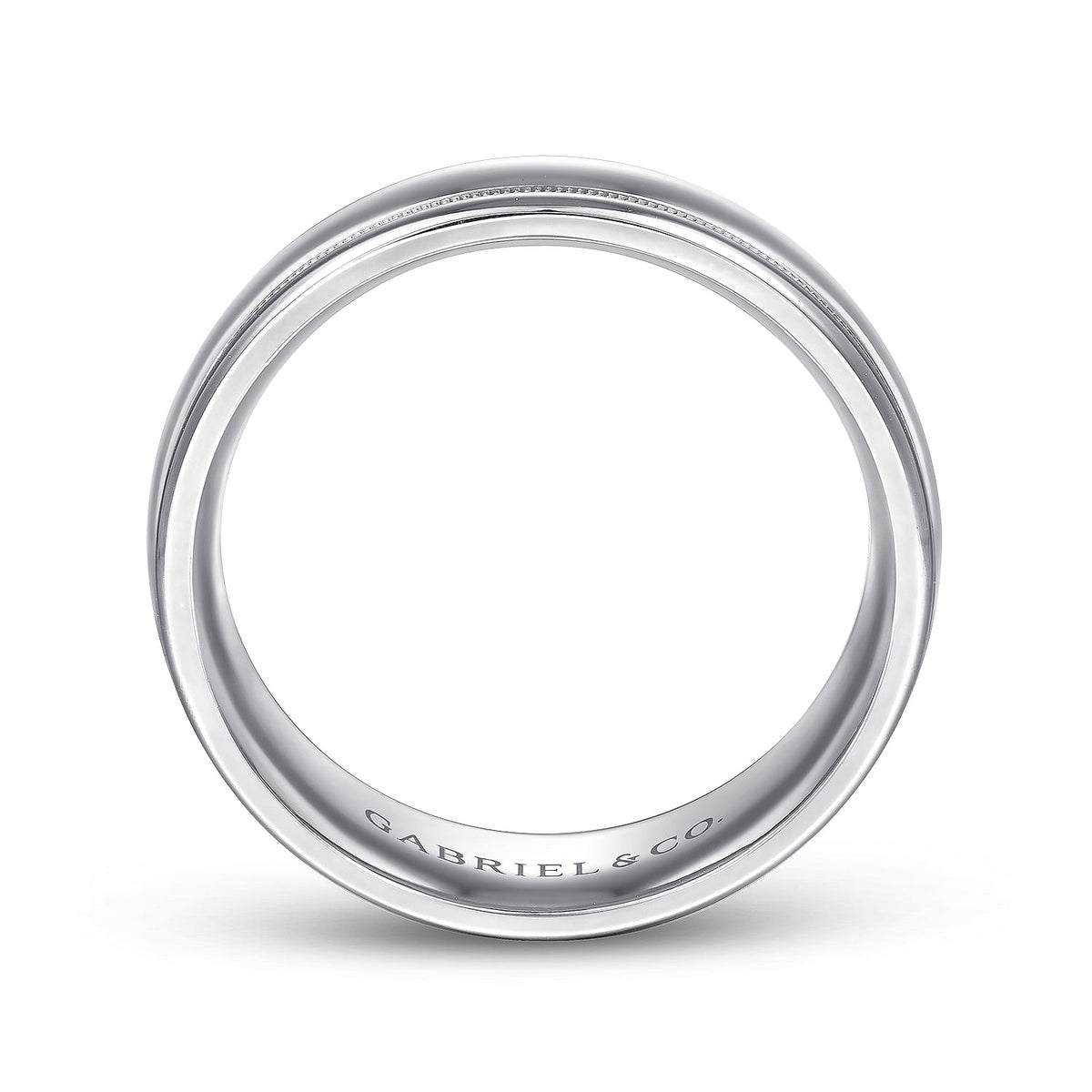 14K White Gold 7mm - Men&#39;s Wedding Band in High Polished Finish