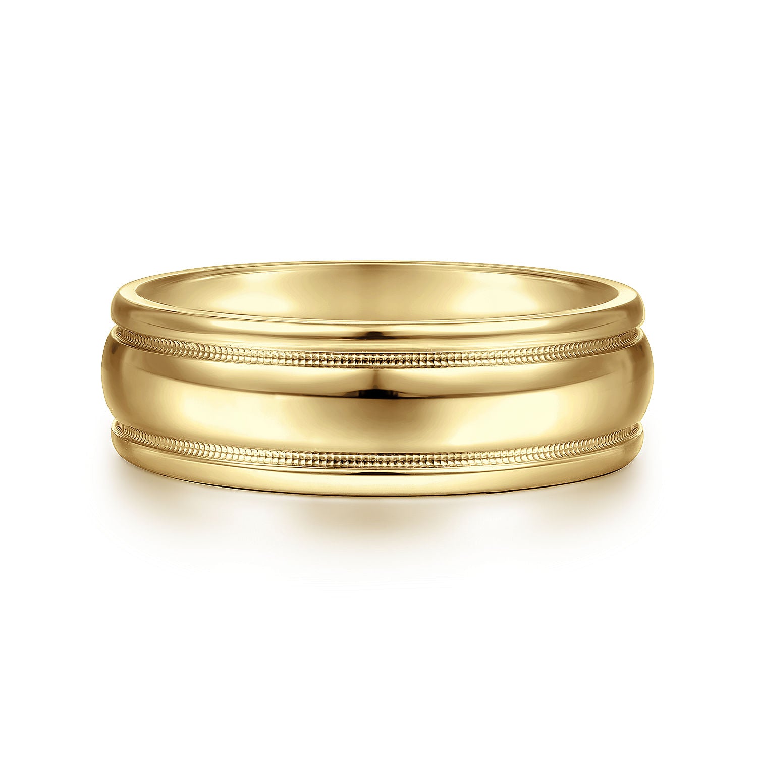 14K Yellow Gold 7mm - Men's Wedding Band in High Polished Finish