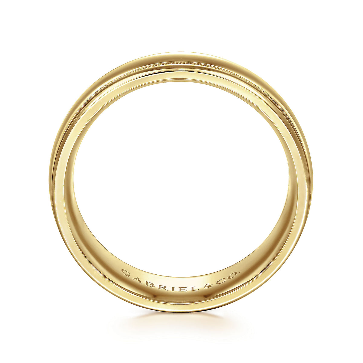 14K Yellow Gold 7mm - Men&#39;s Wedding Band in High Polished Finish