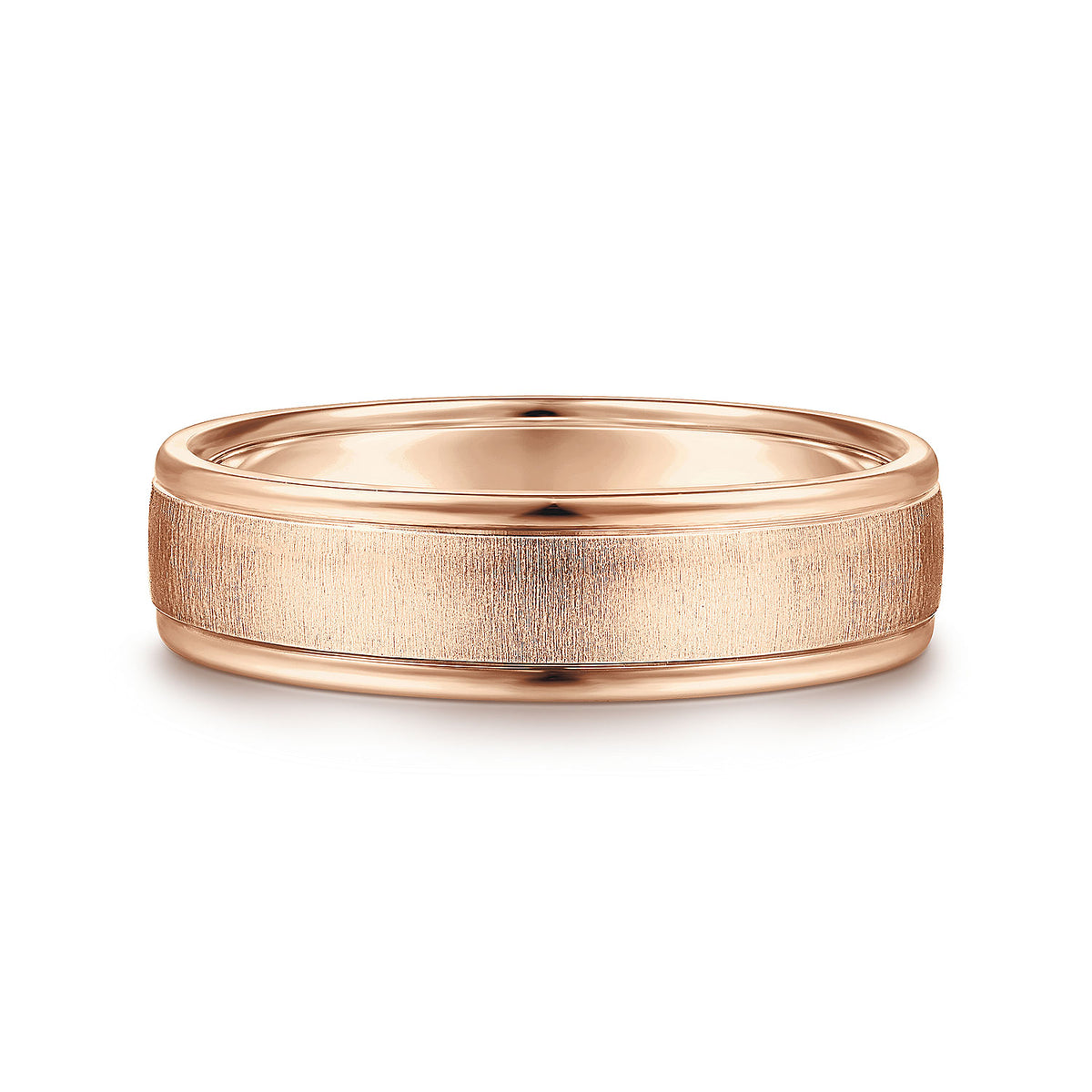 14K Rose Gold 6mm - Men&#39;s Wedding Band in Sandblast Finish
