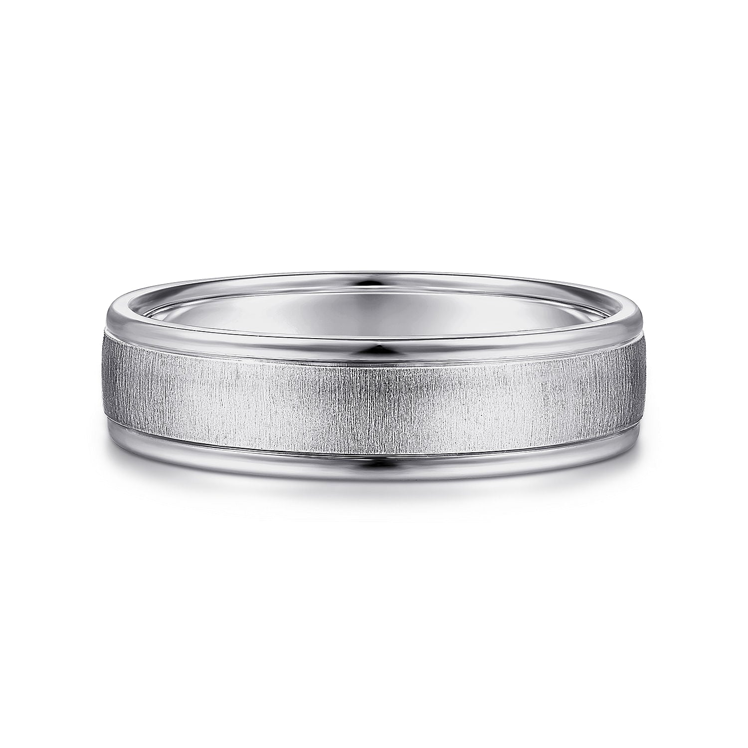 14K White Gold 6mm - Men's Wedding Band in Sandblast Finish