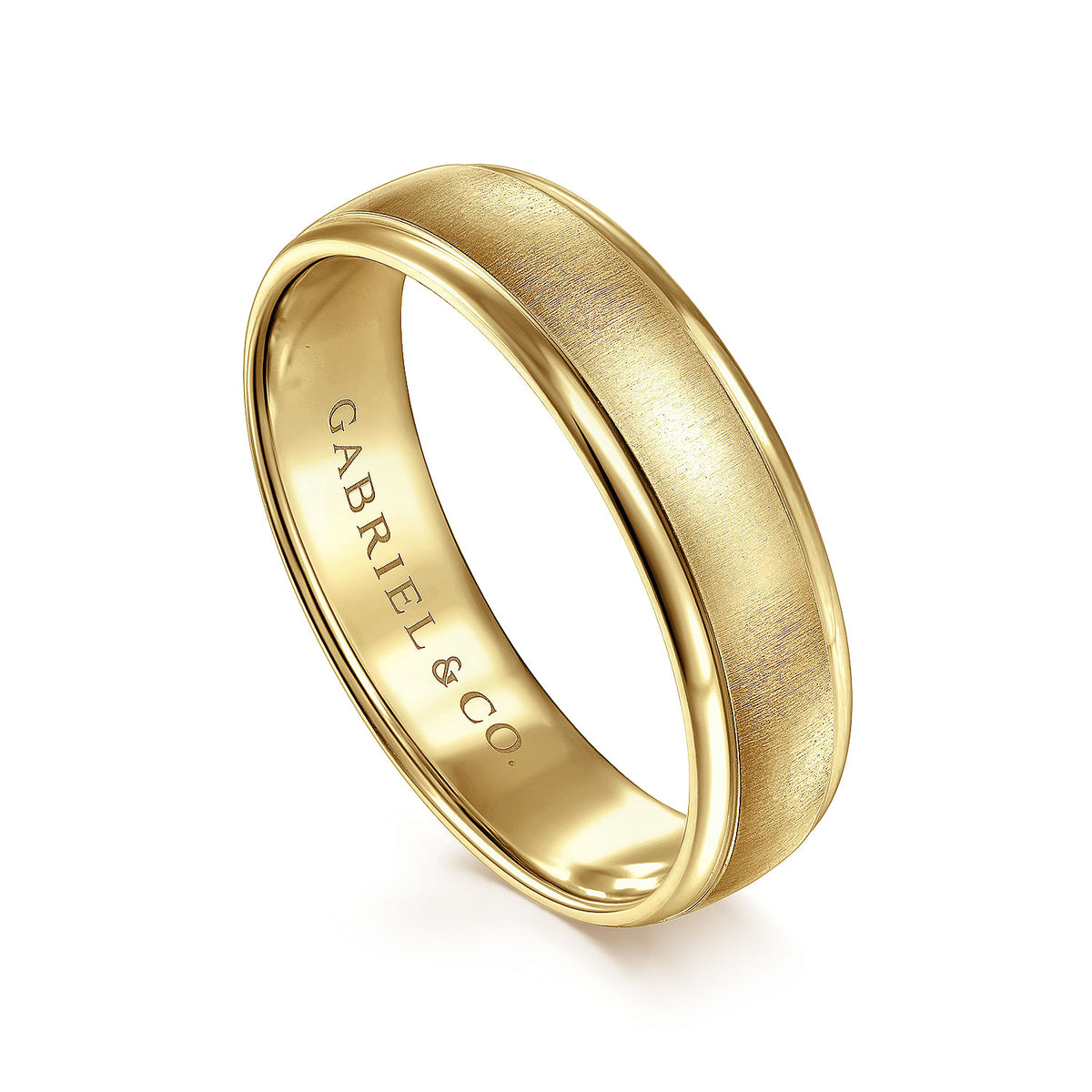 14K Yellow Gold 6mm - Men&#39;s Wedding Band in Sandblast Finish