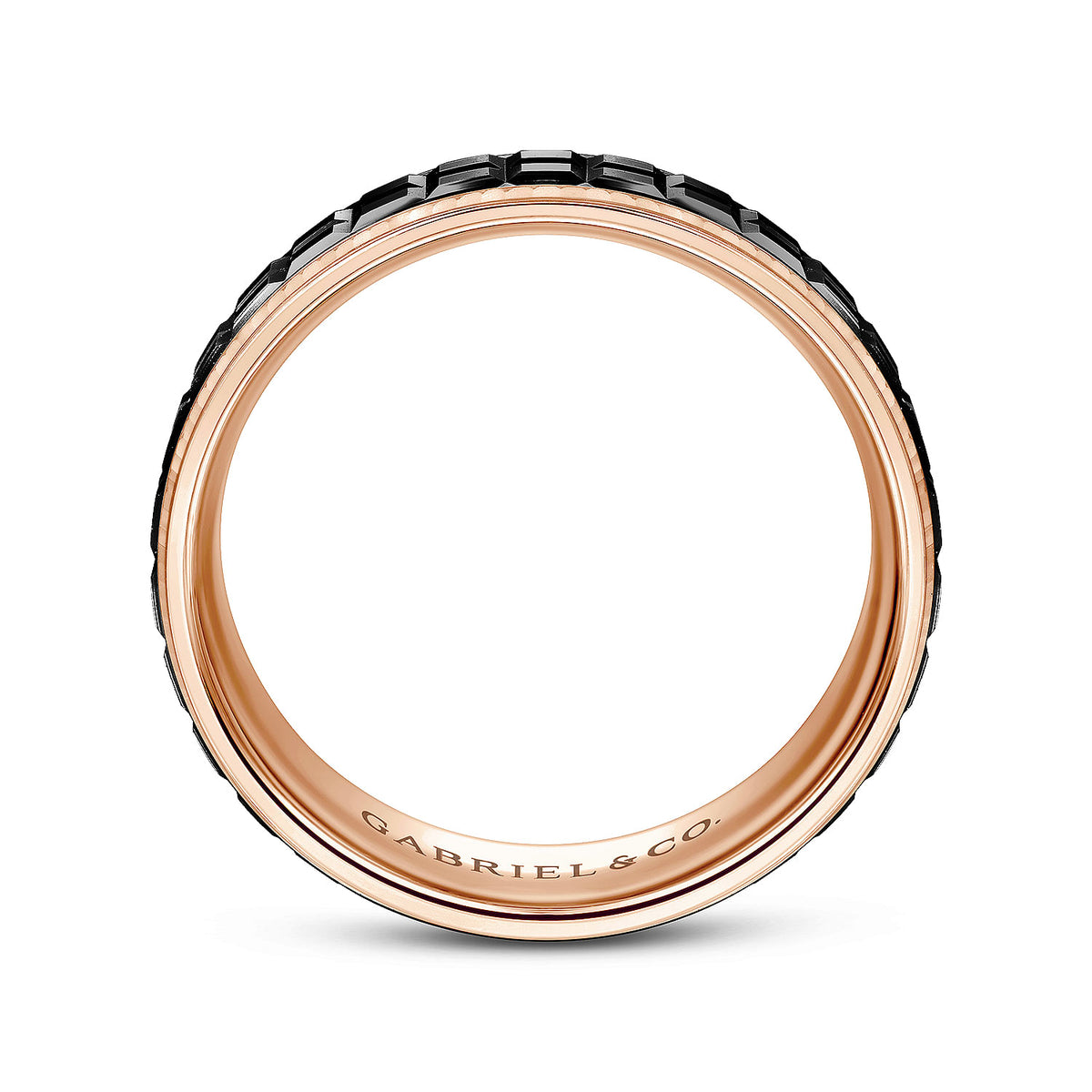 14K Rose Gold Cubic Men&#39;s Wedding Band