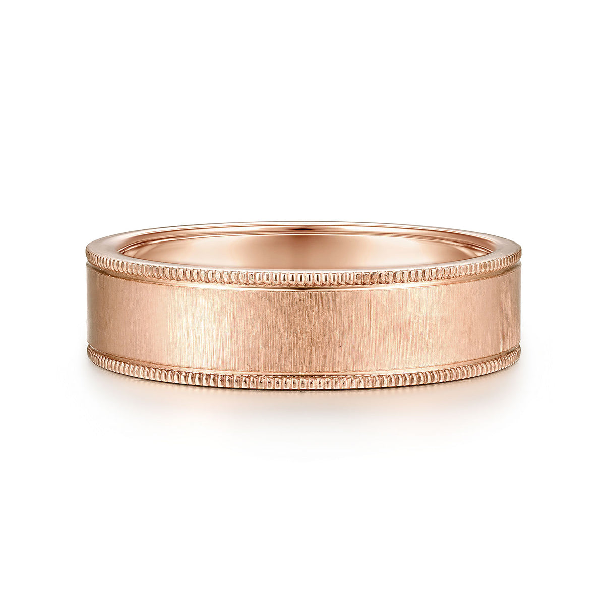 14K Rose Gold 6mm - Men&#39;s Wedding Band in Sandblast Finish
