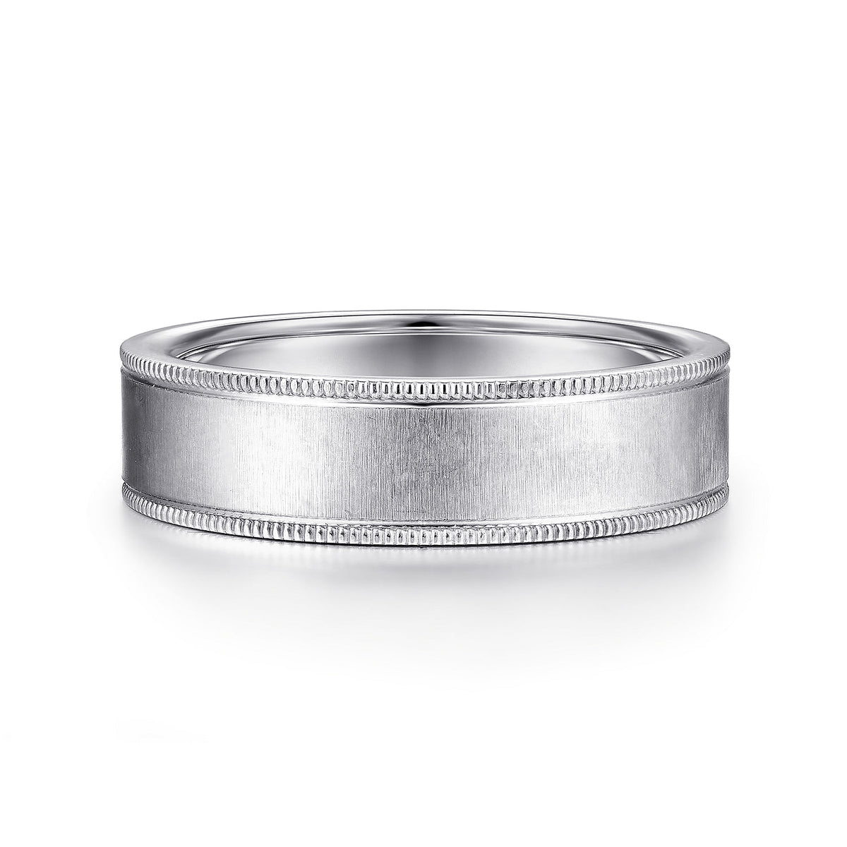 14K White Gold 6mm - Men&#39;s Wedding Band in Sandblast Finish
