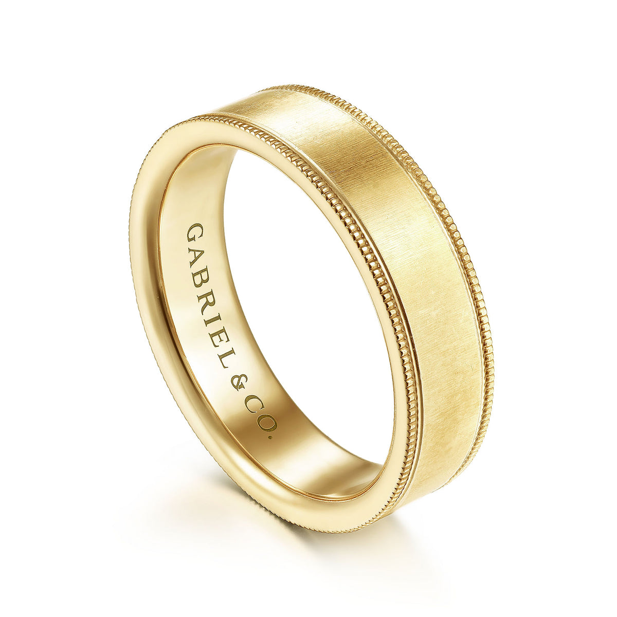 14K Yellow Gold 6mm - Men&#39;s Wedding Band in Sandblast Finish