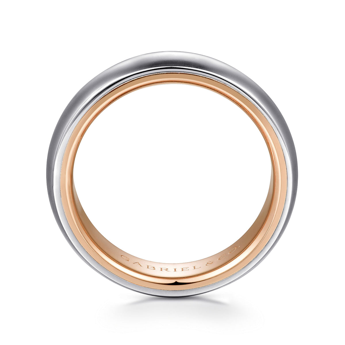 14K White-Rose Gold 6mm - Two Tone Men&#39;s Wedding Band in Sand Blast Finish