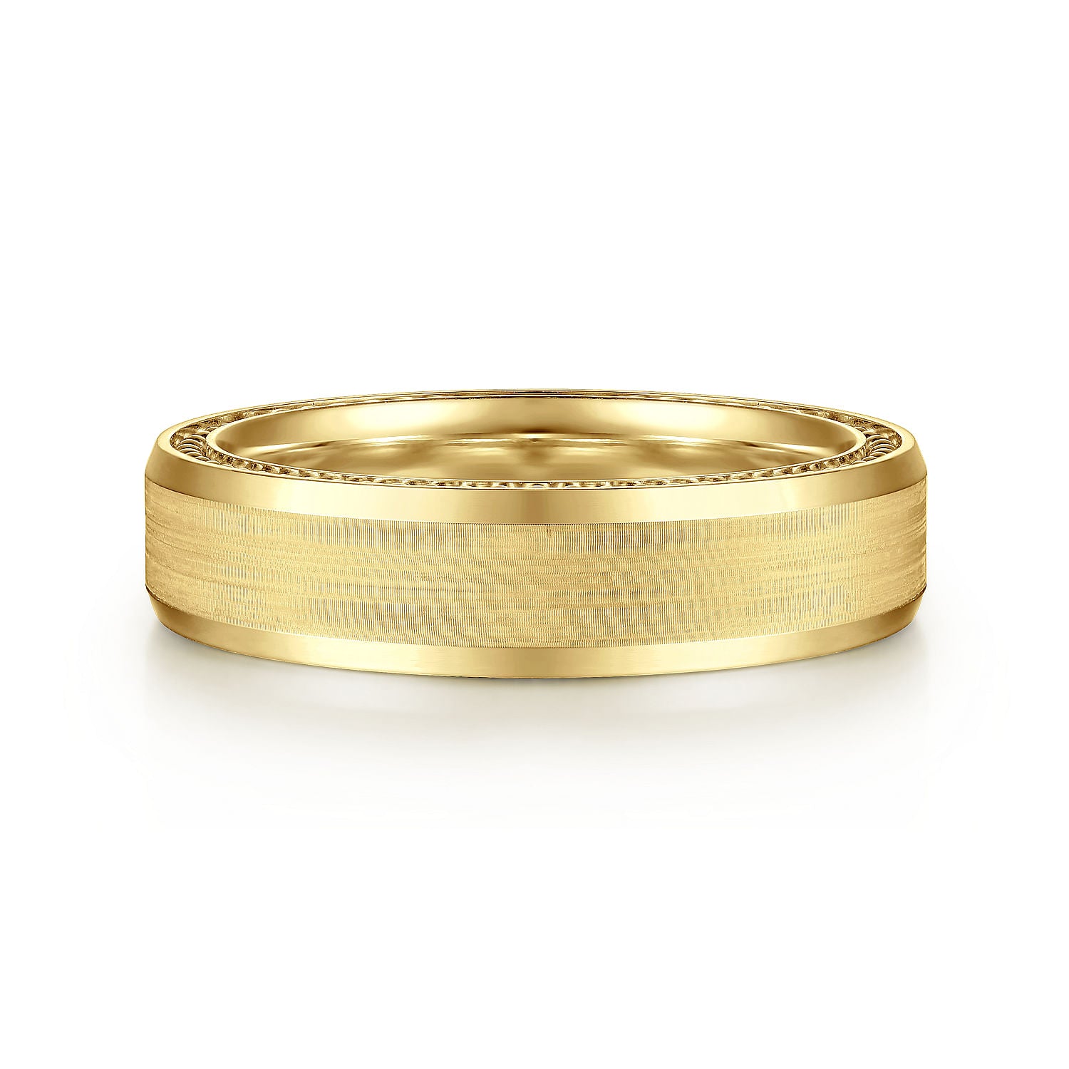 14K Yellow Gold 6mm Mens Wedding Band in Satin Finish