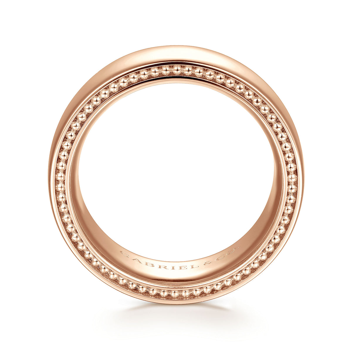 14K Rose Gold 8mm Mens Wedding Band in High Polished Finish