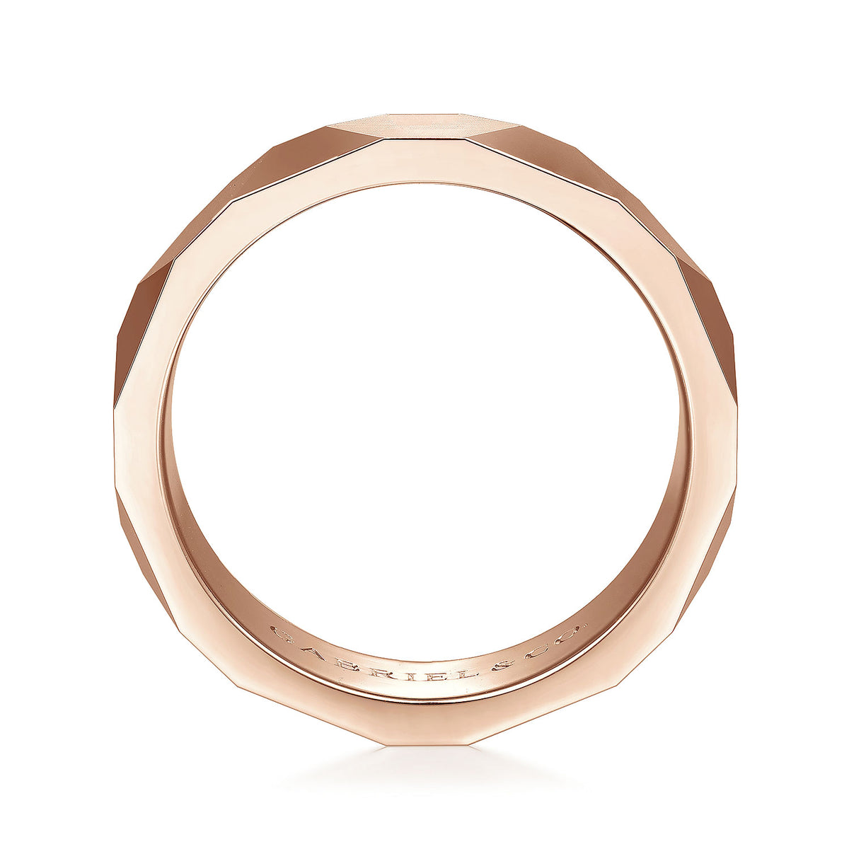 14K Rose Gold 6mm - Carved Men&#39;s Wedding Band in Satin Finish