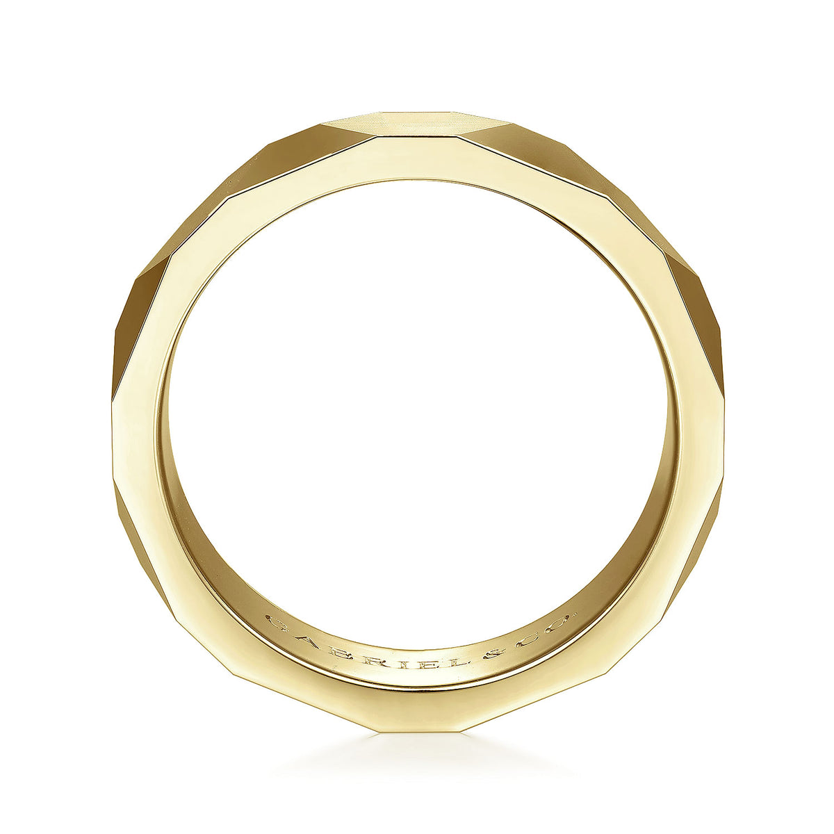 14K Yellow Gold 6mm - Carved Men&#39;s Wedding Band in Satin Finish