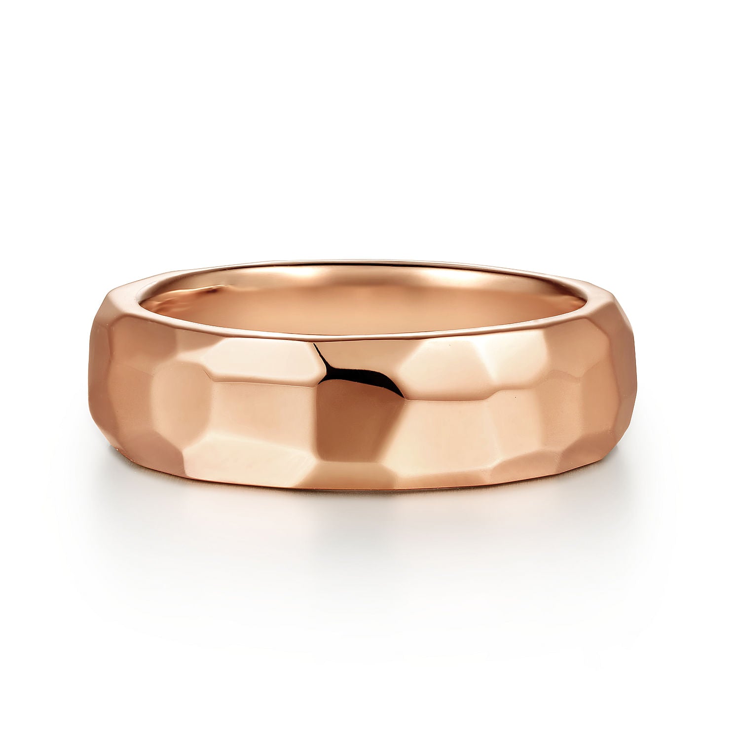 14K Rose Gold 7mm Mens Wedding Band in High Polished Finish