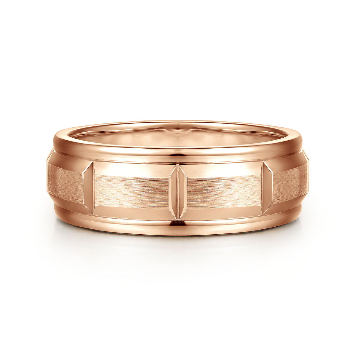 14K Rose Gold 8mm Mens Wedding Band in Satin Finish