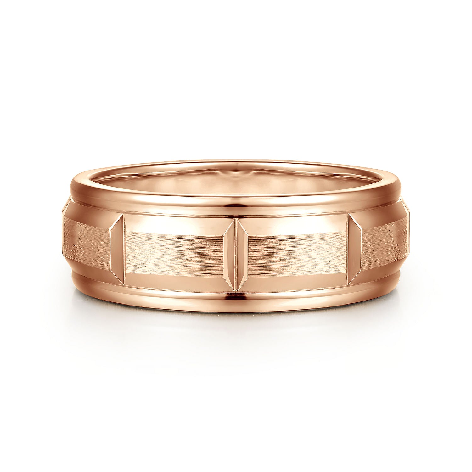 14K Rose Gold 8mm Mens Wedding Band in Satin Finish