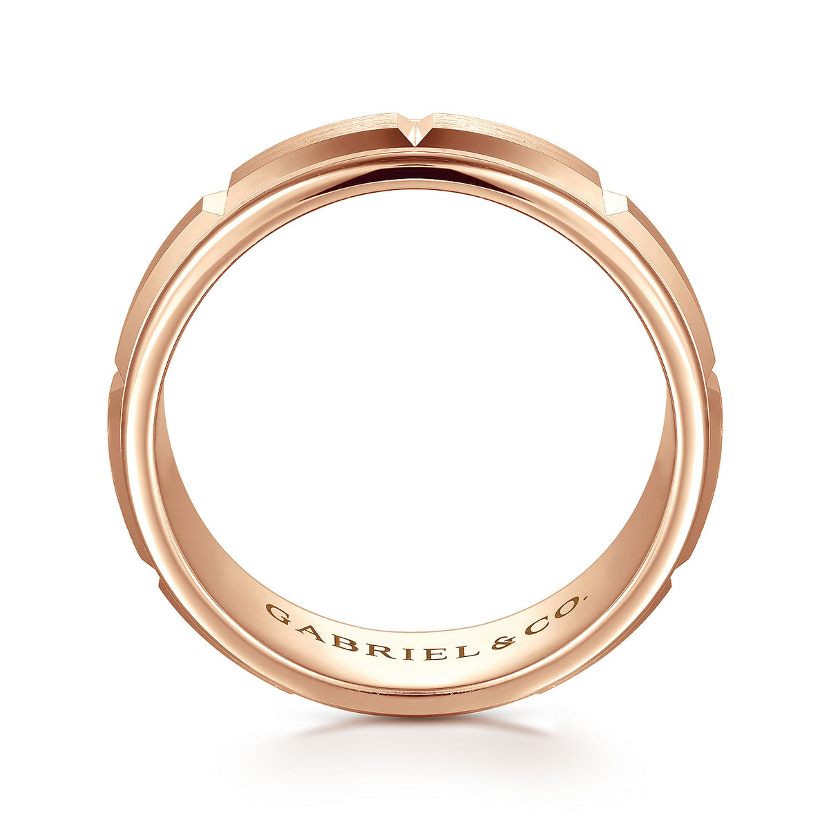 14K Rose Gold 8mm Mens Wedding Band in Satin Finish