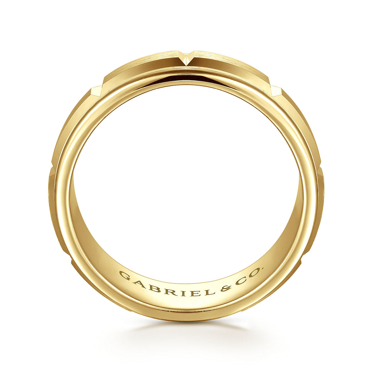 14K Yellow Gold 8mm Mens Wedding Band in Satin Finish