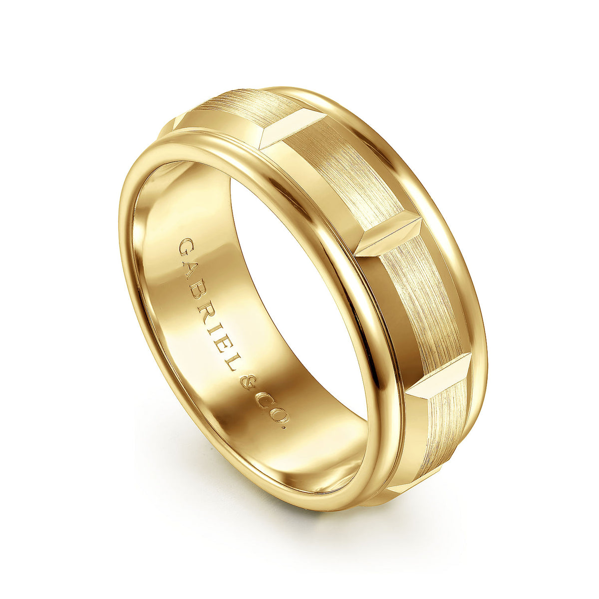 14K Yellow Gold 8mm Mens Wedding Band in Satin Finish
