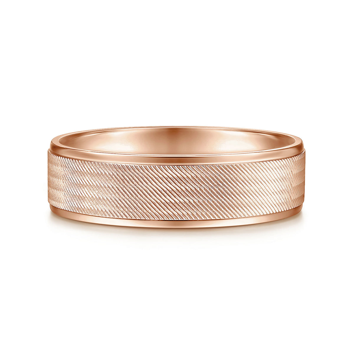 14K Rose Gold 6mm - Men&#39;s Wedding Band in Brushed Finish