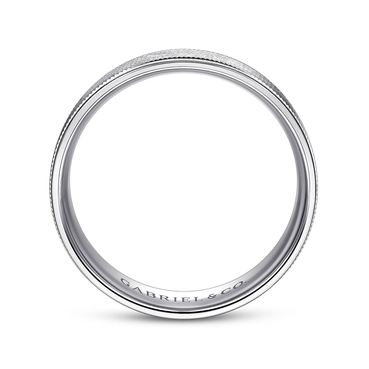 14K White Gold 6mm - Men&#39;s Wedding Band in Brushed Finish