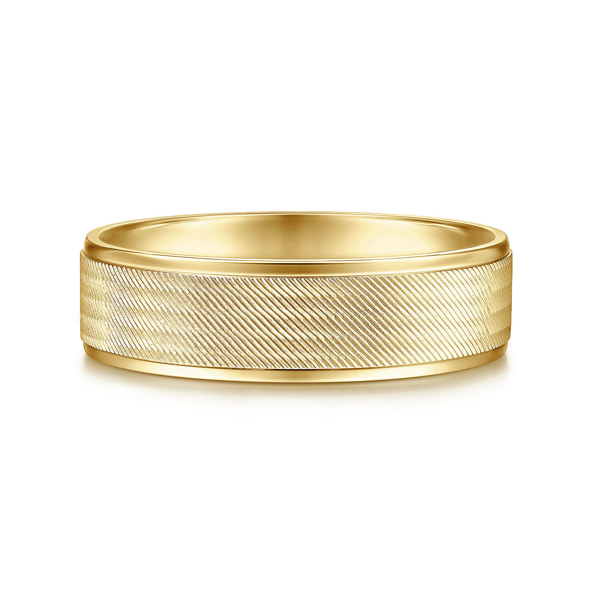 14K Yellow Gold 6mm - Men&#39;s Wedding Band in Brushed Finish