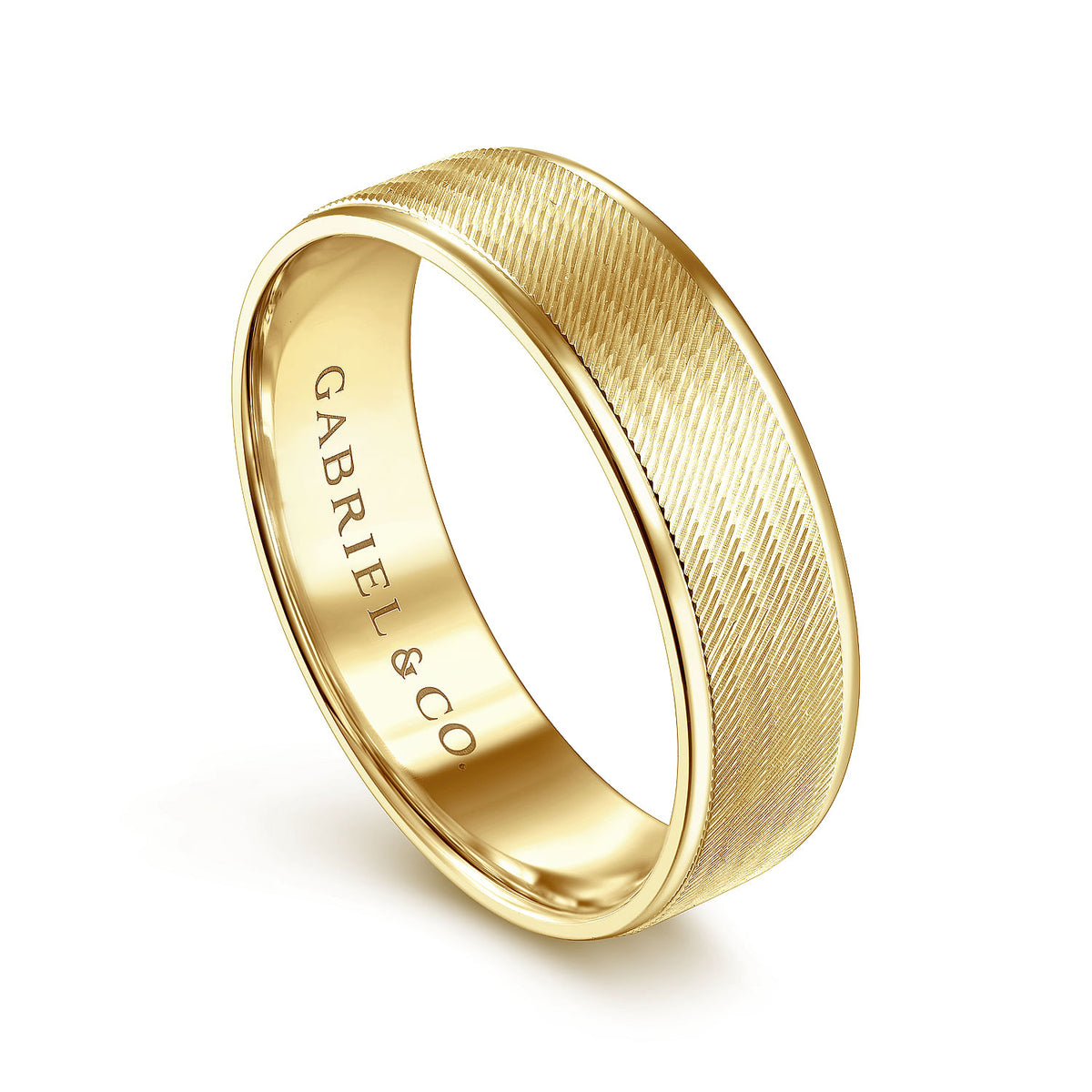 14K Yellow Gold 6mm - Men&#39;s Wedding Band in Brushed Finish