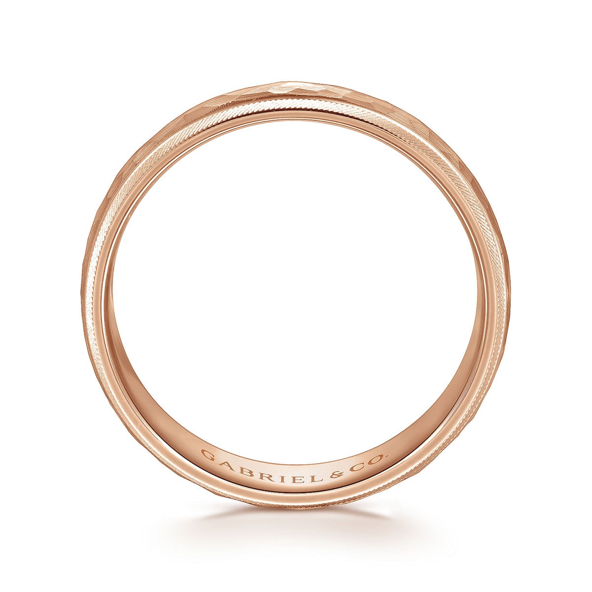 14K Rose Gold 6mm - Men&#39;s Wedding Band in Hammered Finish