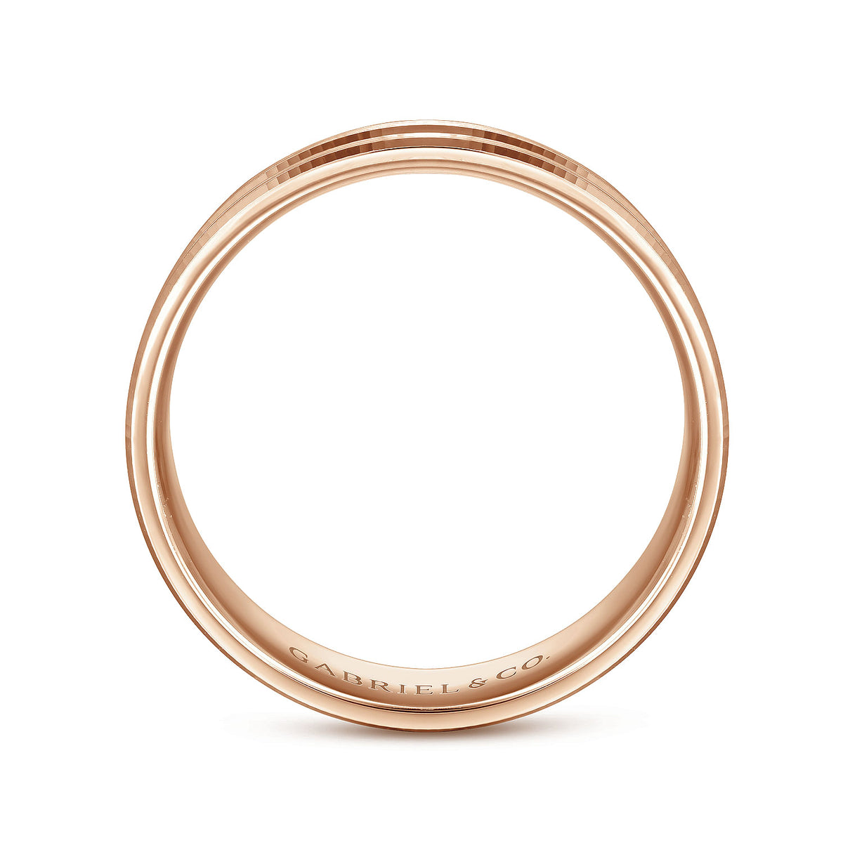 14K Rose Gold 6mm - Carved Men&#39;s Wedding Band in Satin Finish