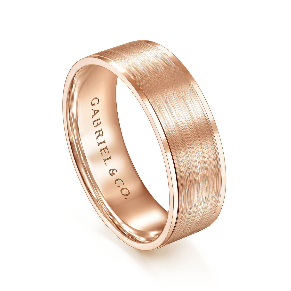 14K Rose Gold 7mm - Men&#39;s Wedding Band in Satin Finish