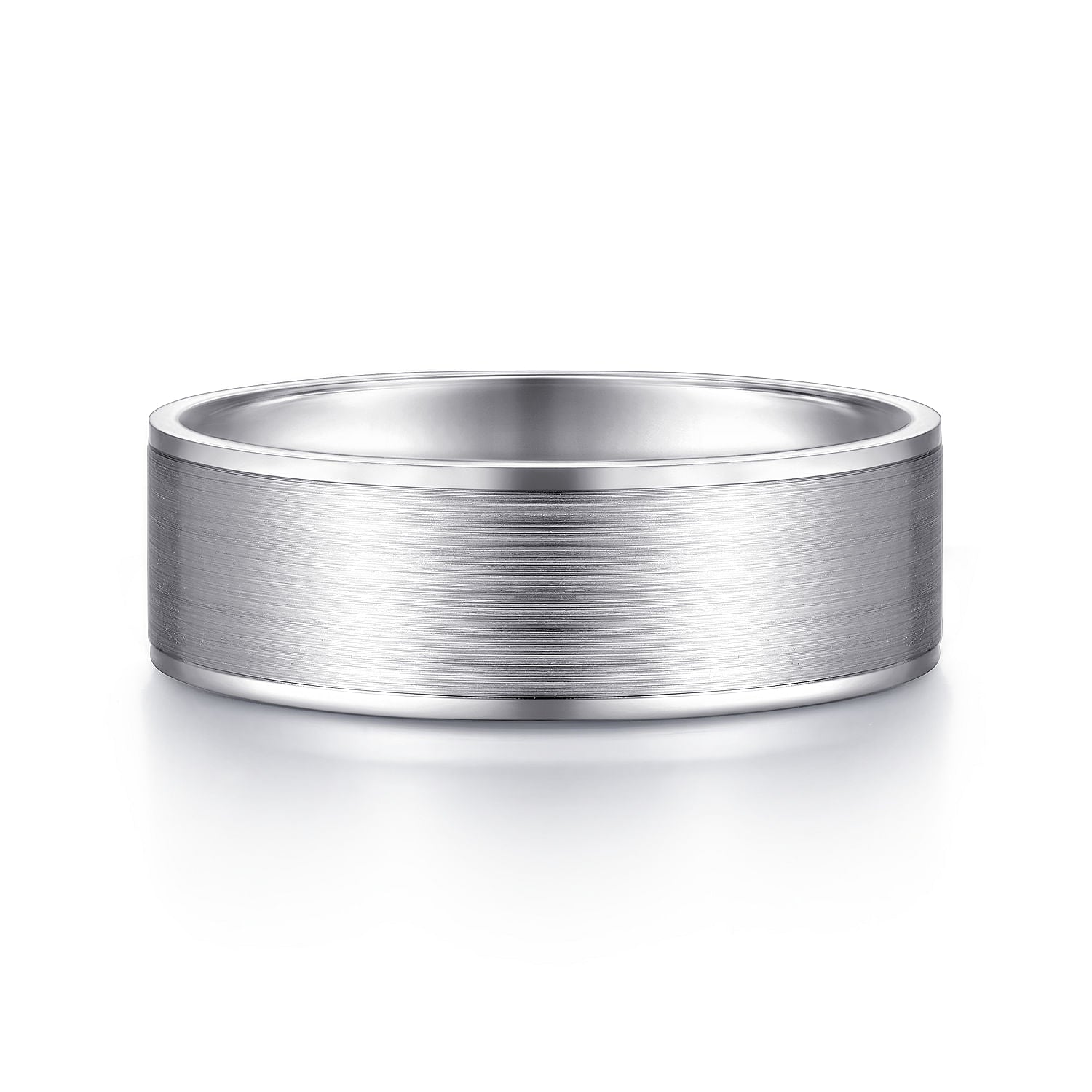 14K White Gold 7mm - Men's Wedding Band in Satin Finish