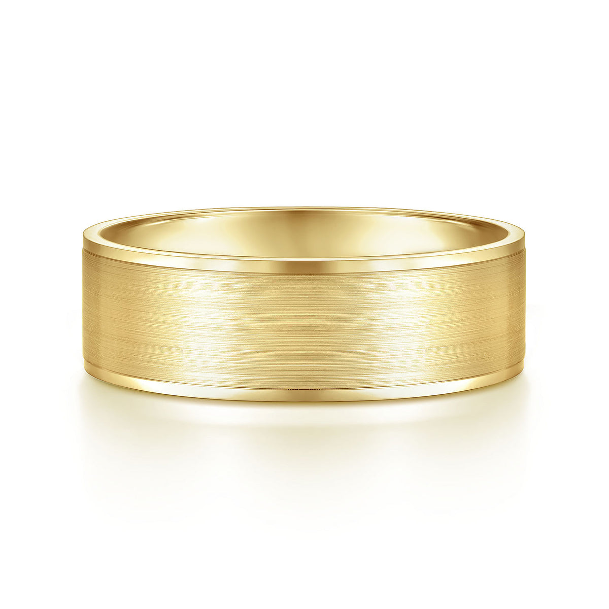 14K Yellow Gold 7mm - Men&#39;s Wedding Band in Satin Finish