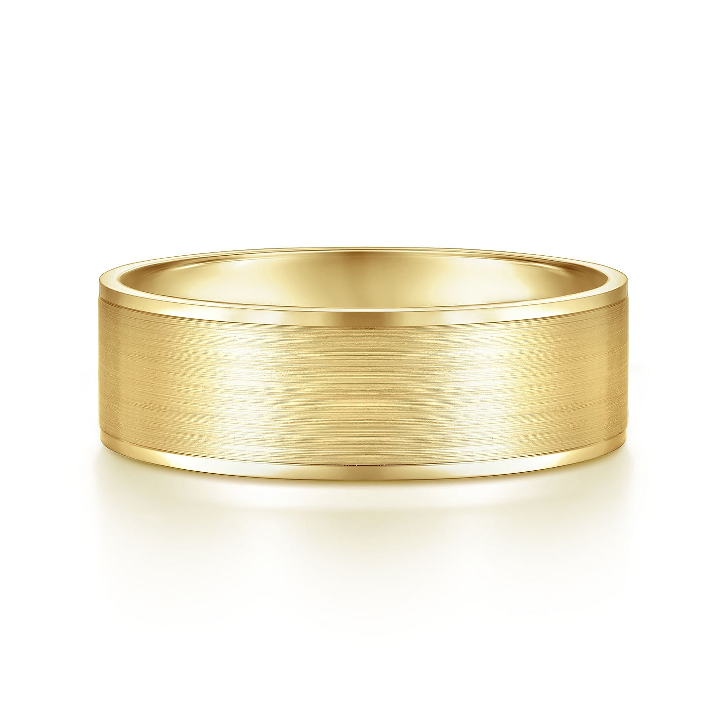 14K Yellow Gold 7mm - Men's Wedding Band in Satin Finish