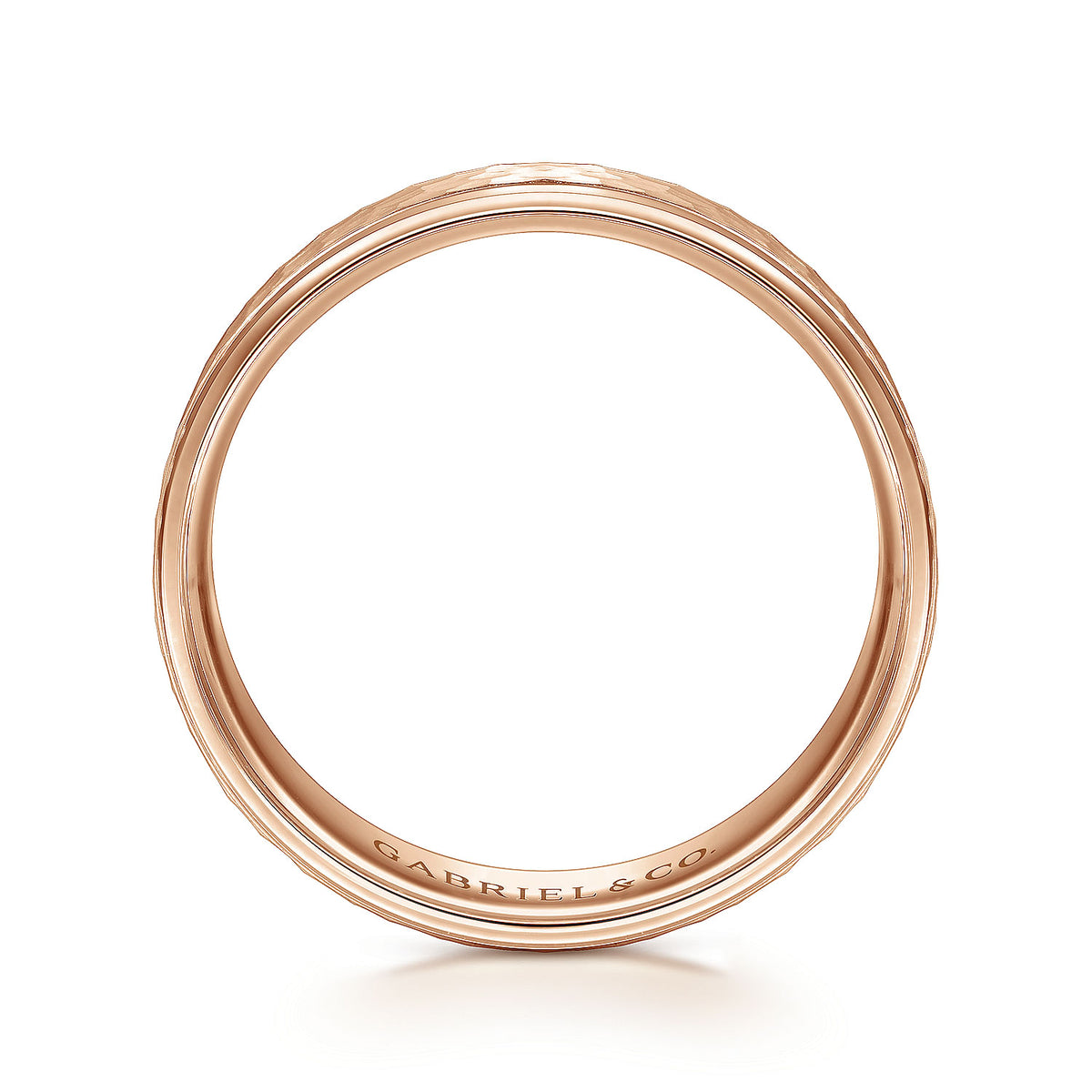 14K Rose Gold 6mm - Men&#39;s Wedding Band in Hammered Finish