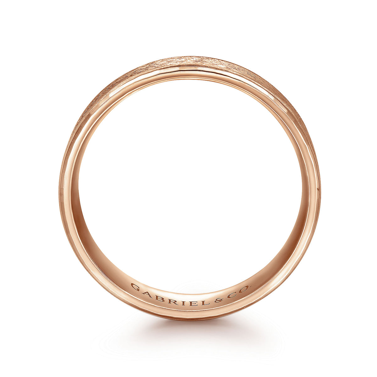 14K Rose Gold 6mm - Men&#39;s Wedding Band in Horizontal Brush Finish