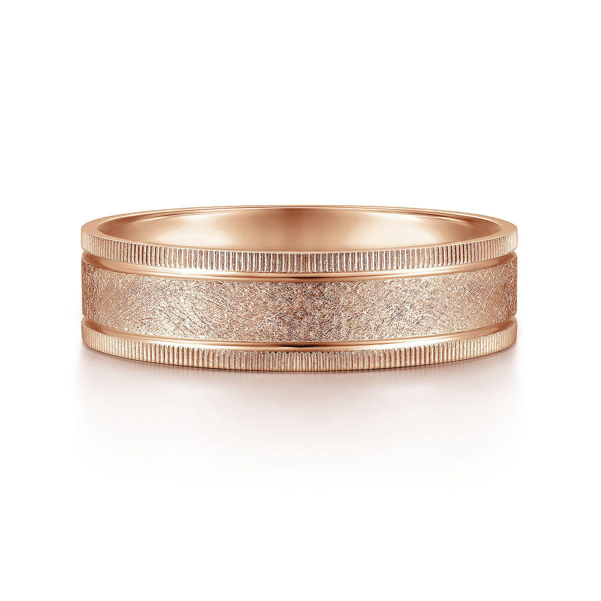 14K Rose Gold 6mm - Men&#39;s Wedding Band in Sandblast Finish