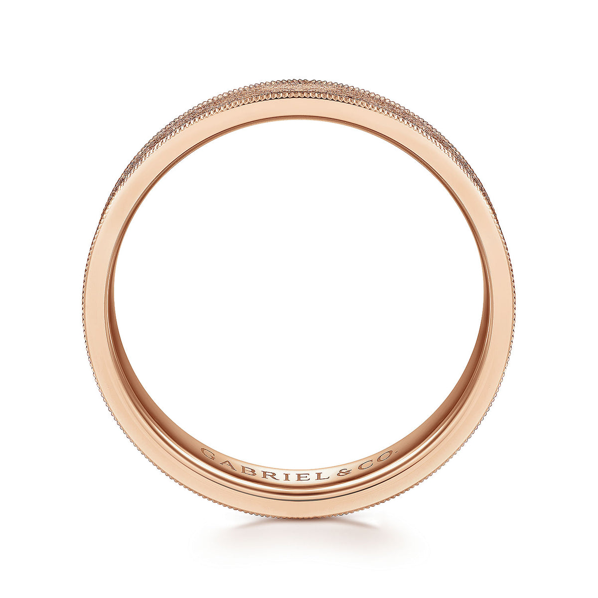 14K Rose Gold 6mm - Men&#39;s Wedding Band in Sandblast Finish
