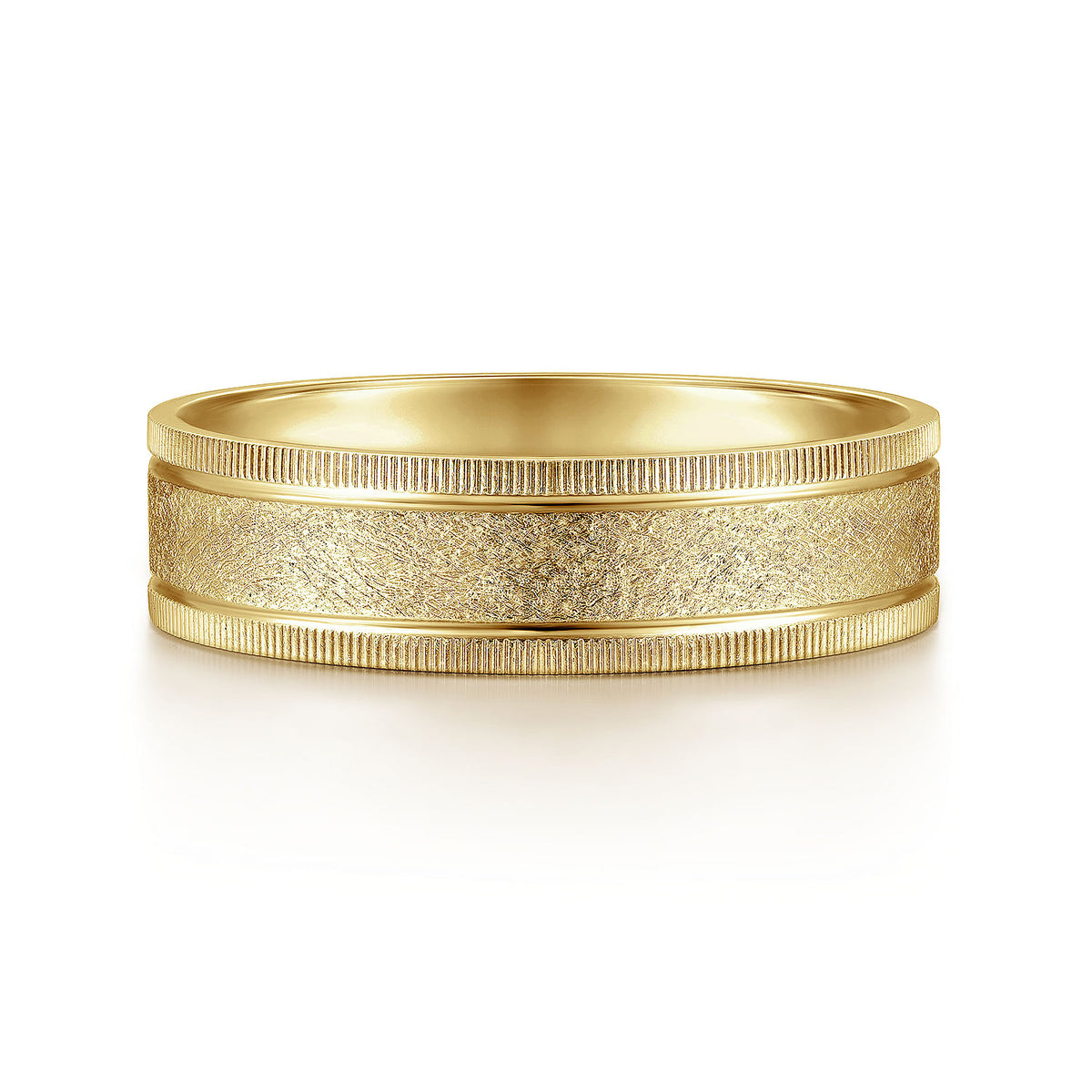 14K Yellow Gold 6mm - Men&#39;s Wedding Band in Sandblast Finish