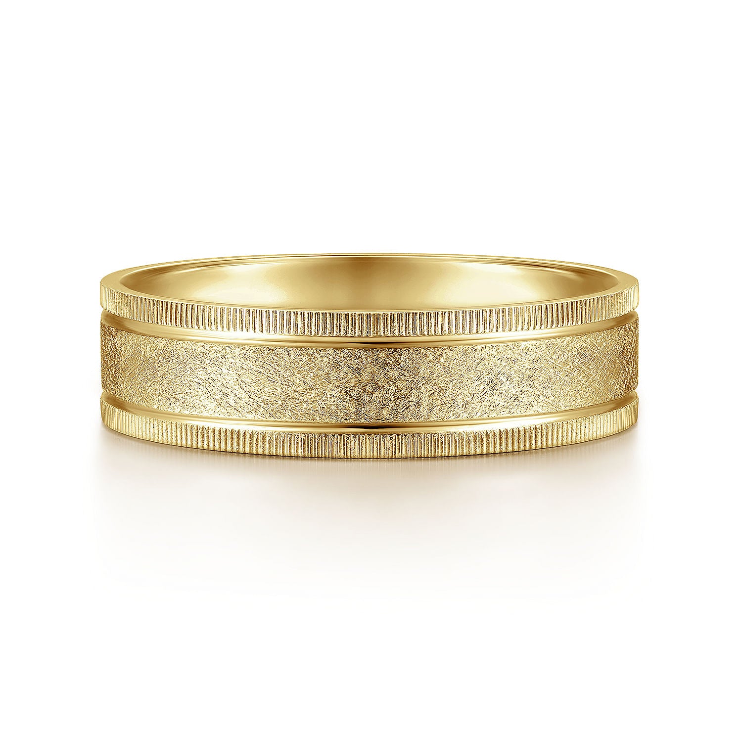 14K Yellow Gold 6mm - Men's Wedding Band in Sandblast Finish