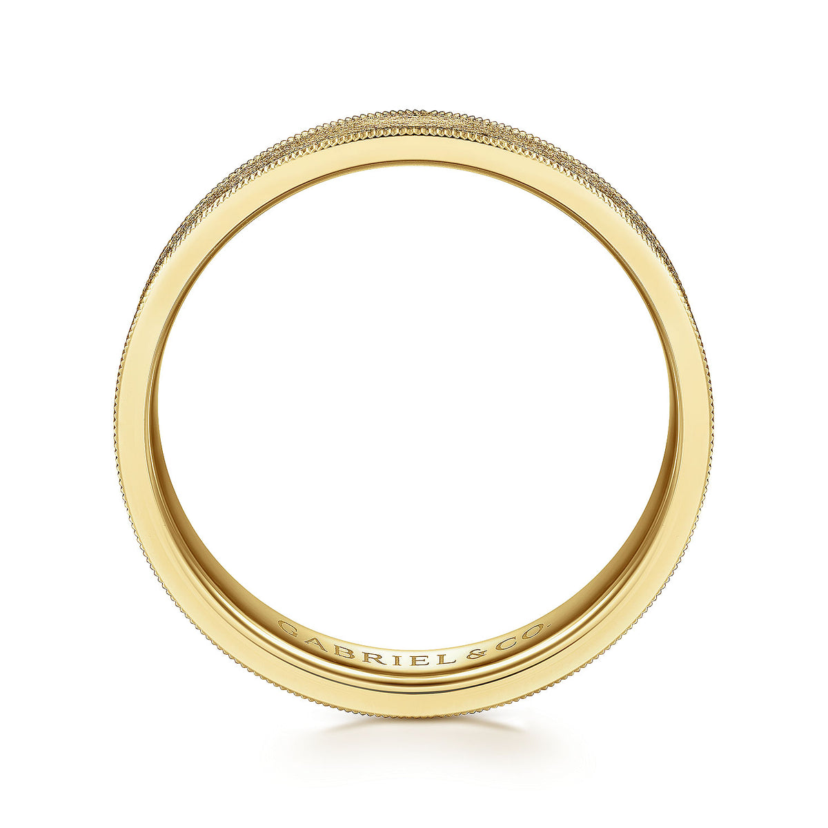14K Yellow Gold 6mm - Men&#39;s Wedding Band in Sandblast Finish