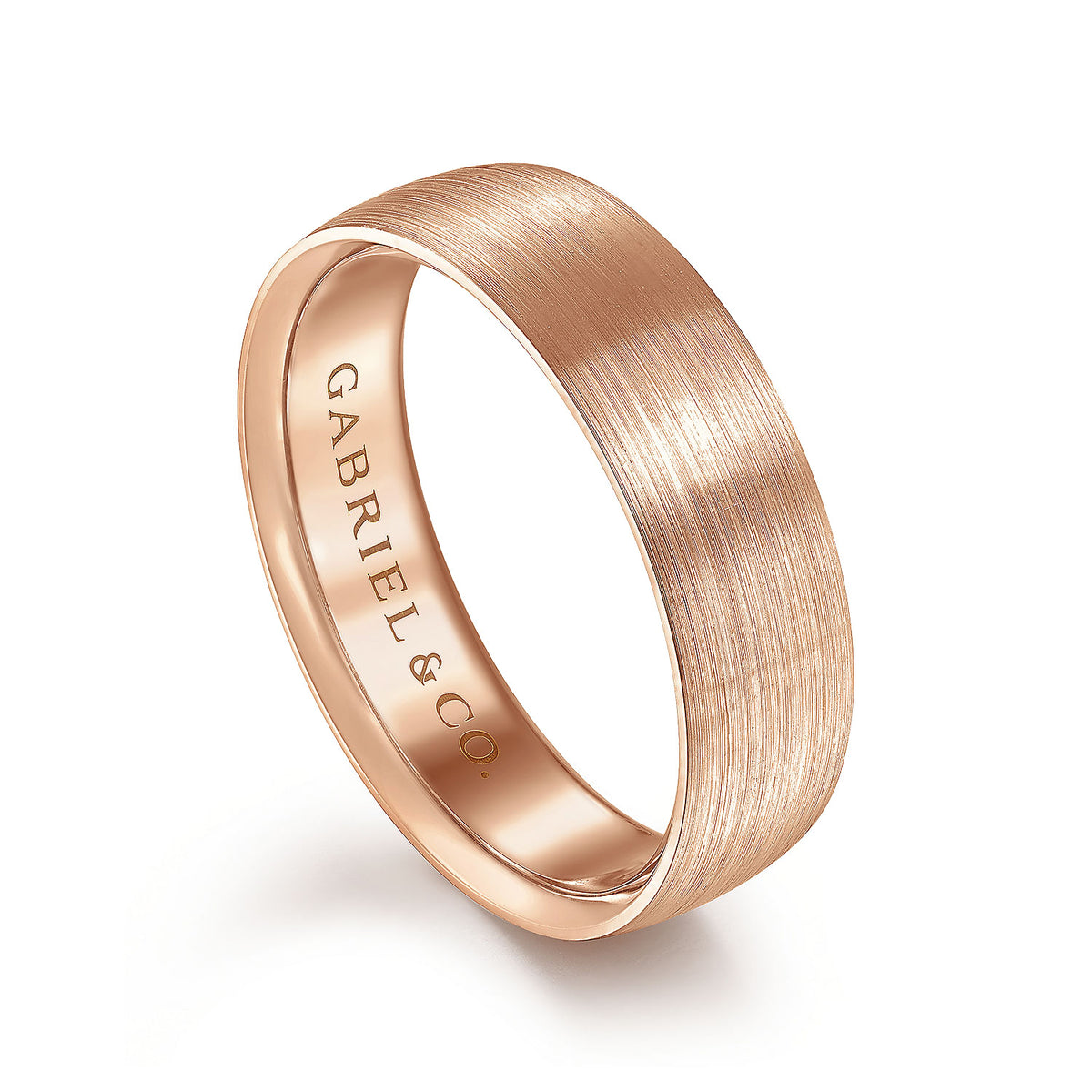 14K Rose Gold 6mm - Men&#39;s Wedding Band in Satin Finish