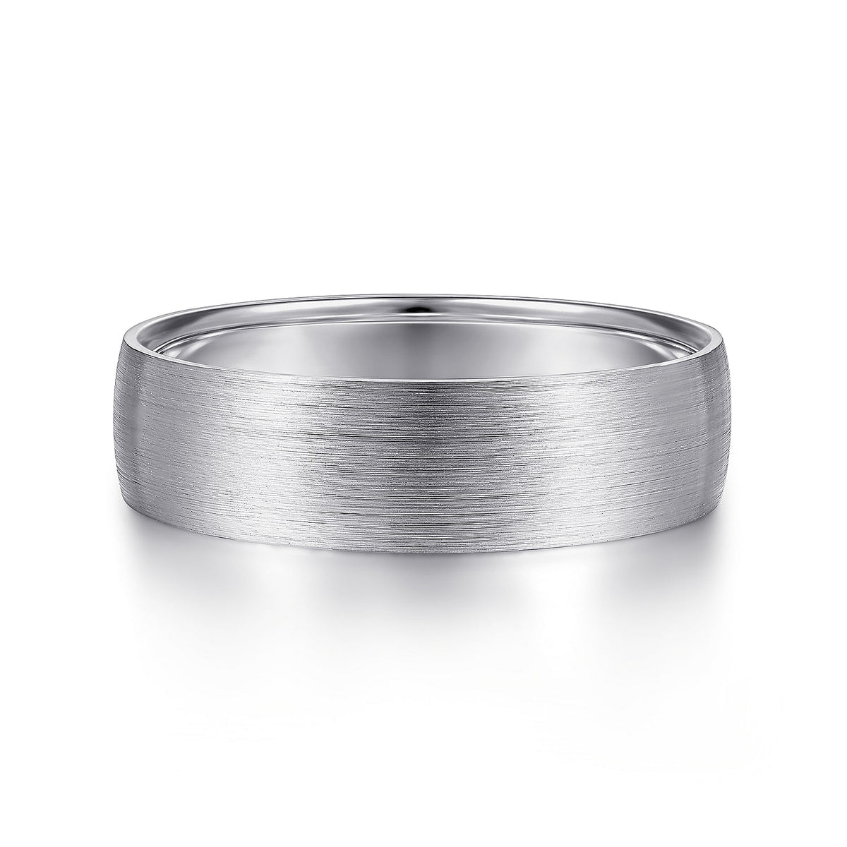 14K White Gold 6mm - Men&#39;s Wedding Band in Satin Finish
