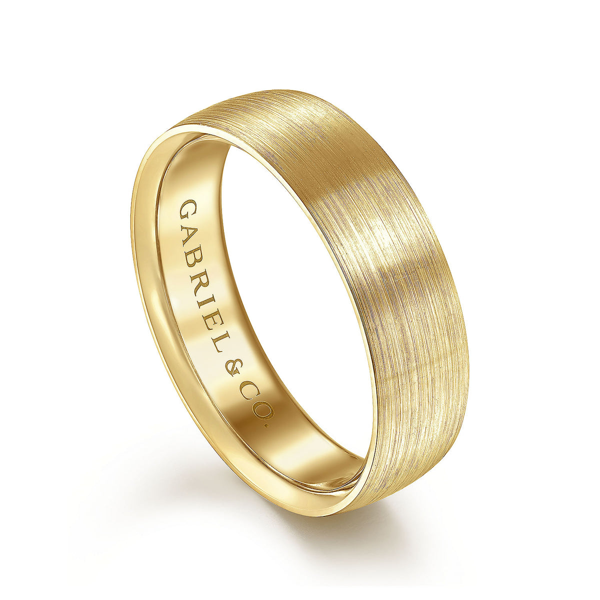14K Yellow Gold 6mm - Men&#39;s Wedding Band in Satin Finish