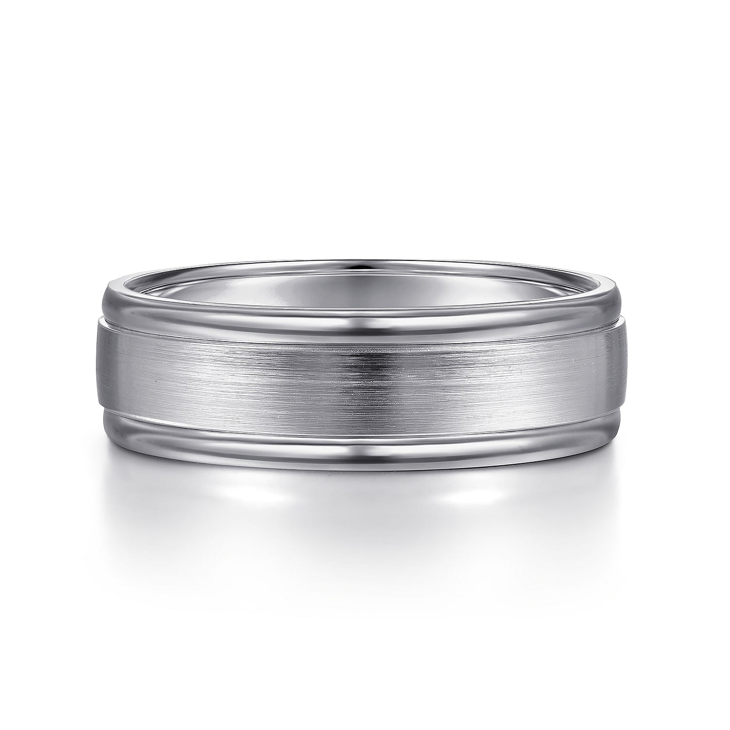 14K White Gold 7mm - Men's Wedding Band in Satin Finish