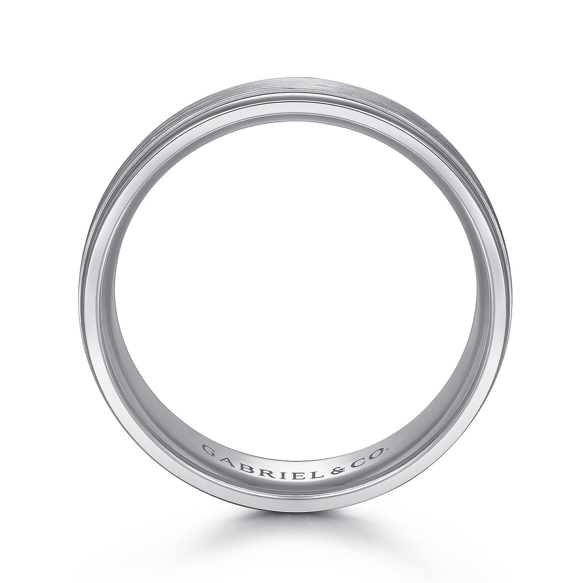 14K White Gold 7mm - Men&#39;s Wedding Band in Satin Finish