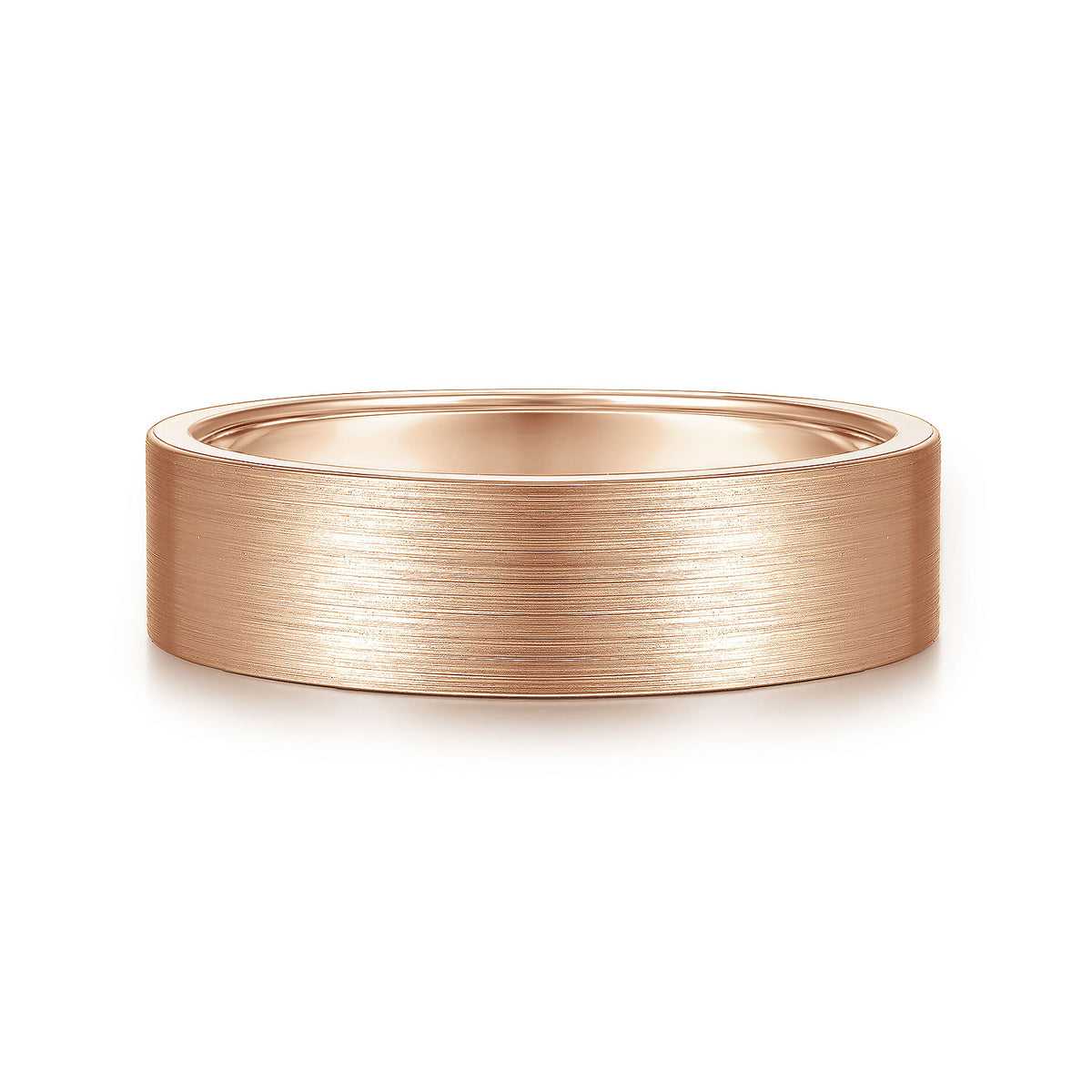 14K Rose Gold 6mm - Flat Men&#39;s Wedding Band in Satin Finish