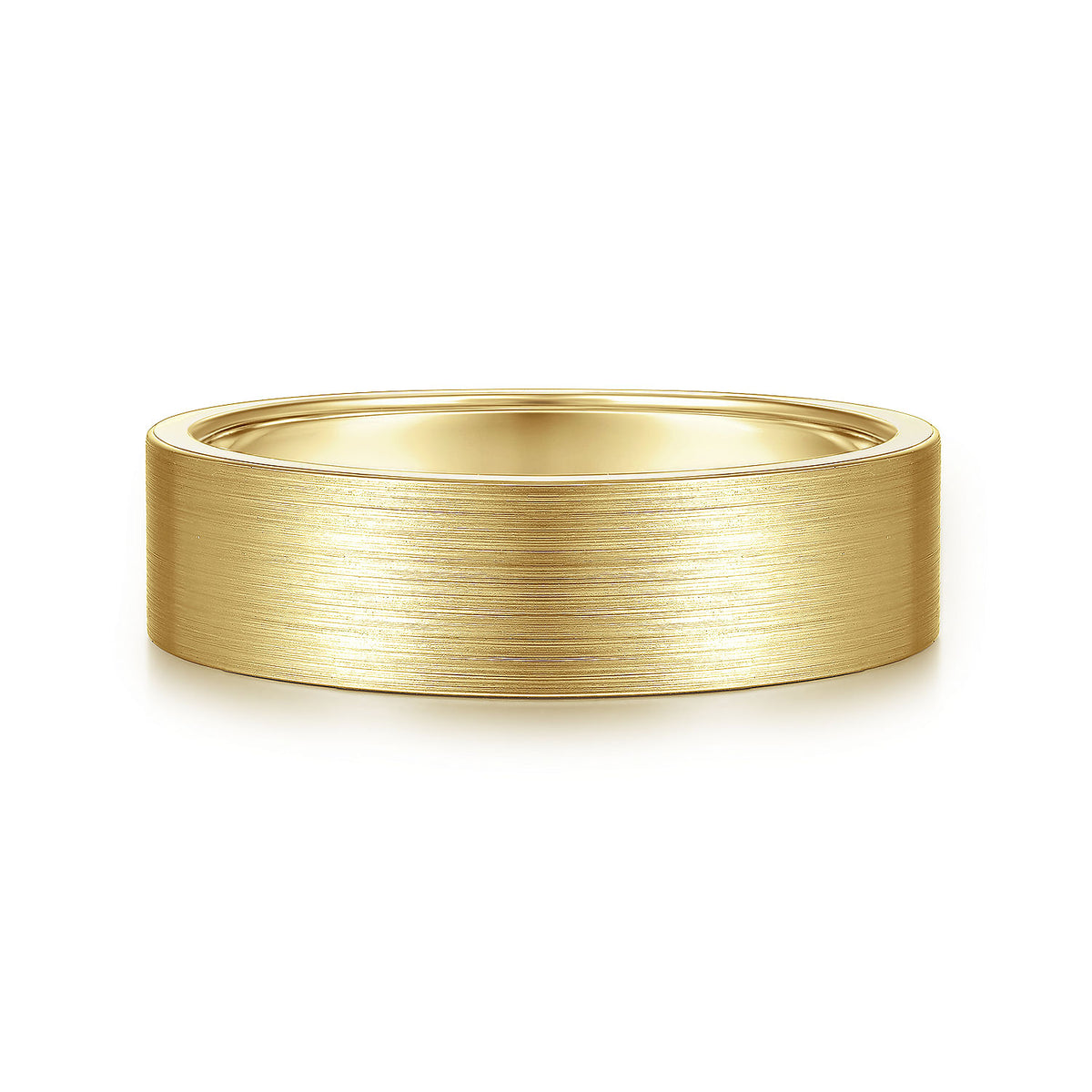 14K Yellow Gold 6mm - Flat Men&#39;s Wedding Band in Satin Finish