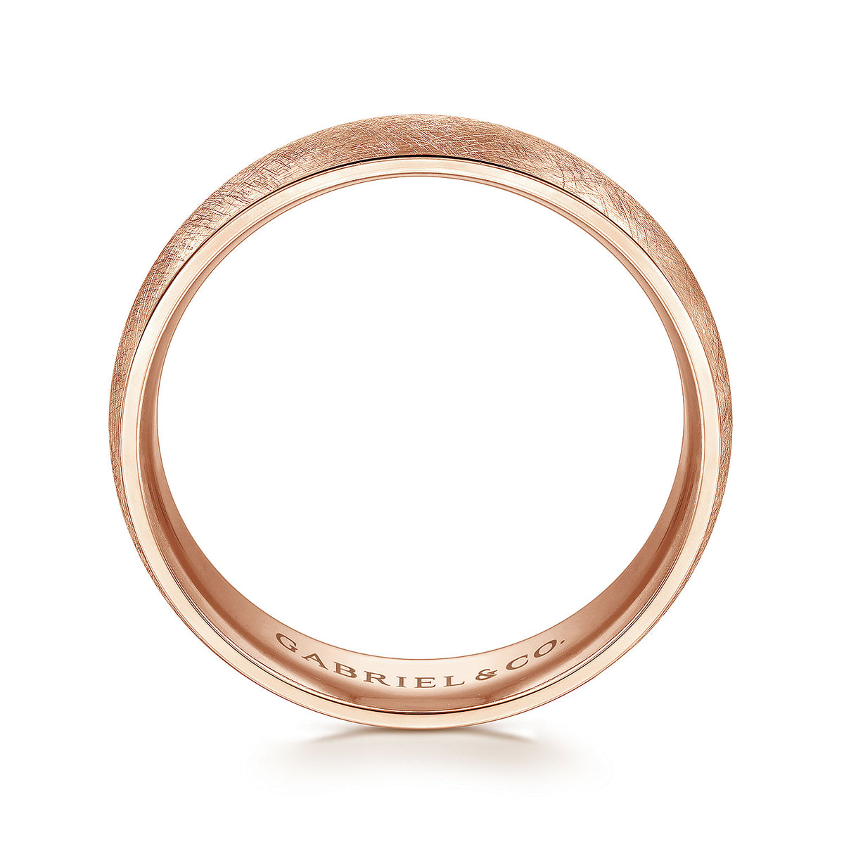 14K Rose Gold 6mm - Men&#39;s Wedding Band in Diamond Brush Finish