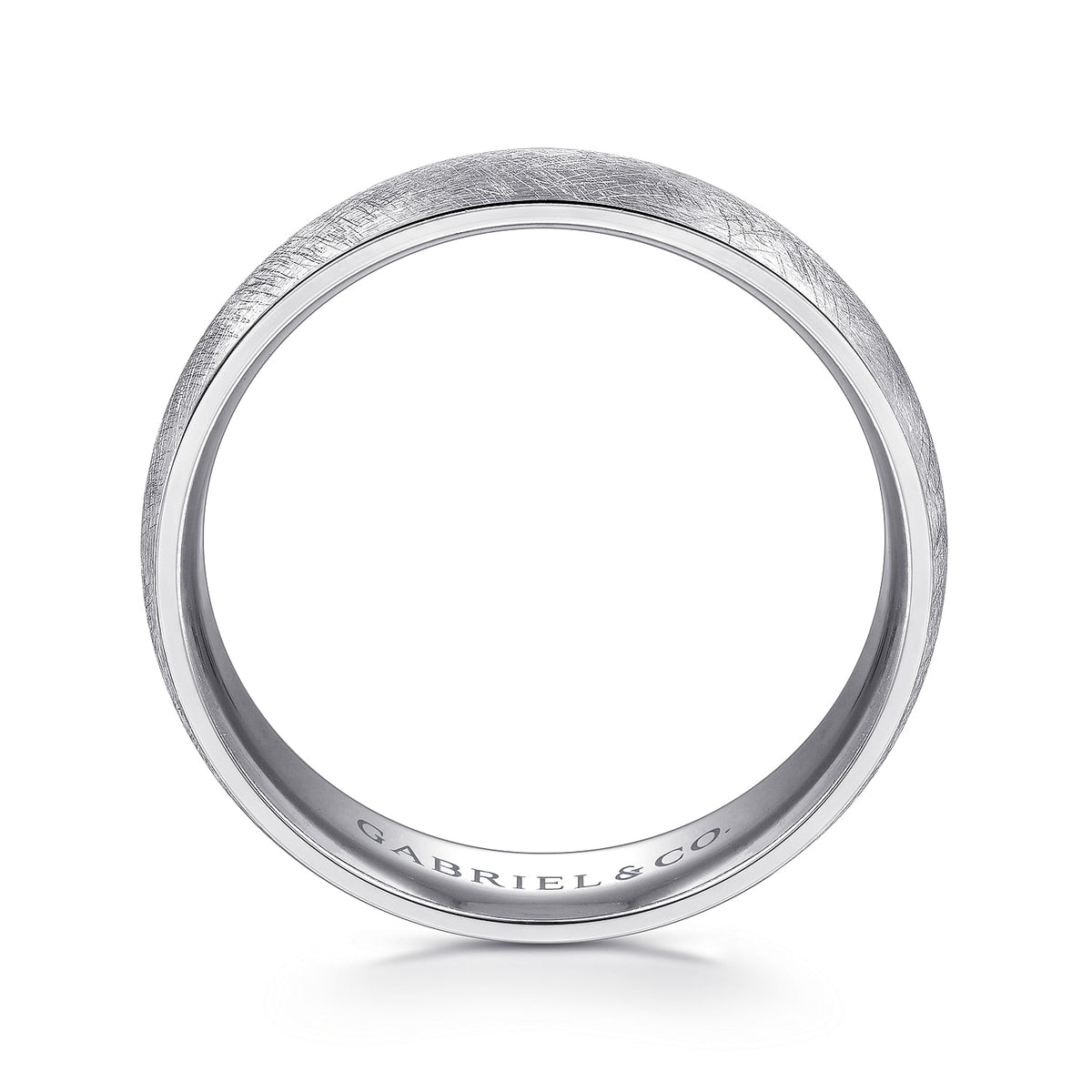 14K White Gold 6mm - Men&#39;s Wedding Band in Diamond Brush Finish