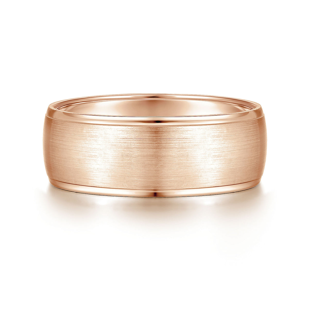 14K Rose Gold 8mm - Men&#39;s Wedding Band in Satin Finish