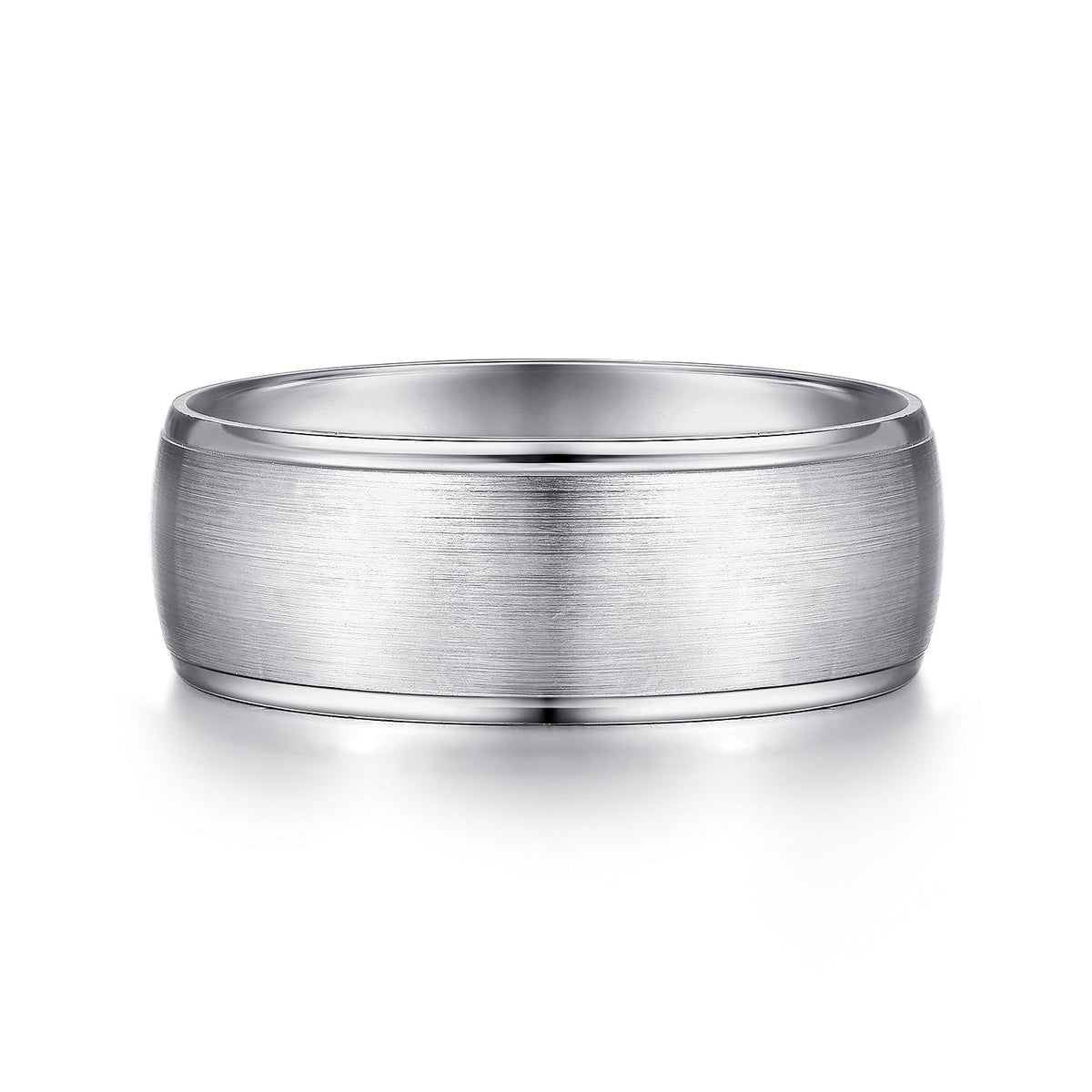 14K White Gold 8mm - Men&#39;s Wedding Band in Satin Finish